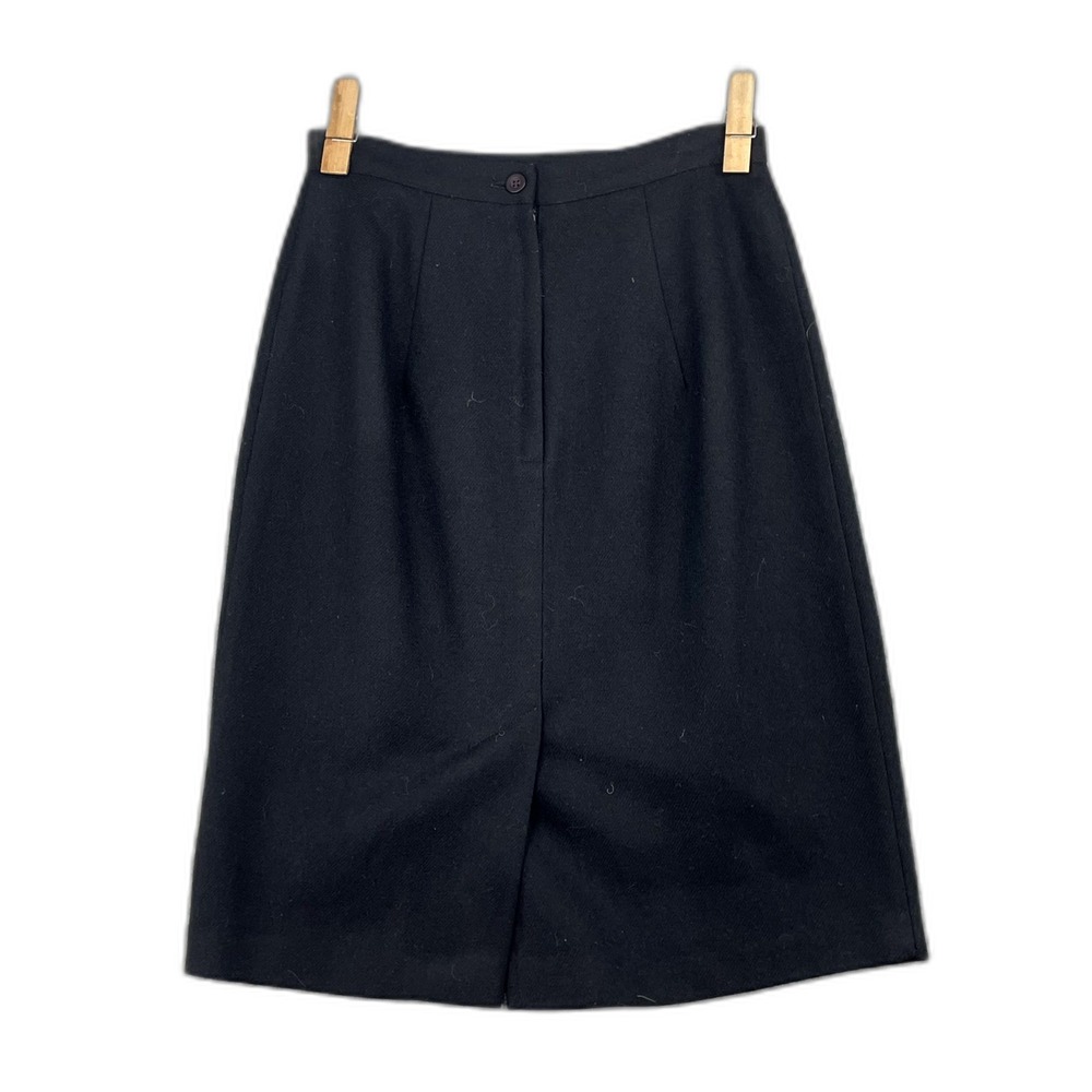 Isaac Hazan A-Line Skirt Womens 4 Wool Front Slit Pleated Academia Career Office